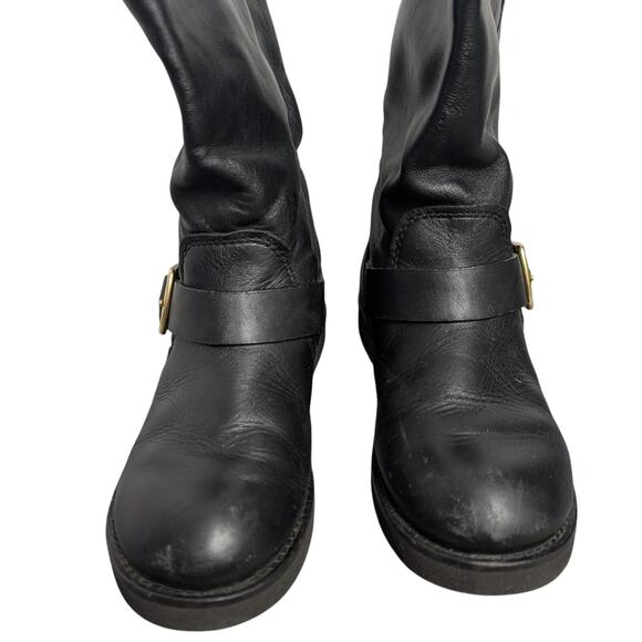 Coach Kenna Moto Boots Womens 7B Black Pull On Lightweight Grunge Y2K Leather - Picture 4 of 7